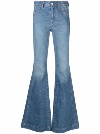 Stella McCartney Salt & Pepper Logo 70s flare-cut jeans - women - Elastane/Cotton - 27 - Blue