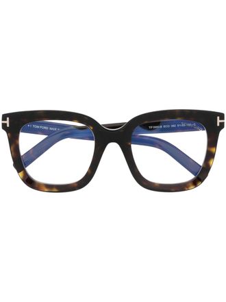 Tom Ford Eyewear side logo-plaque detail glasses - Brown