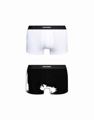 Dsquared2 Mens Cotton 2Pack Black/White Boxers - Size: 35/34/32