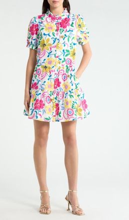 Sugarlips Kress Floral Domis Minidress in White-Multi at Nordstrom, Size X-Small