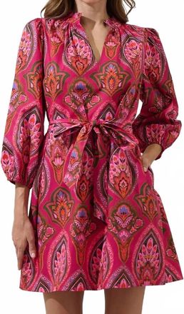 Sugarlips Azura Floral Poplin Mini Dress In Berry Multi