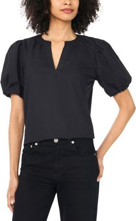 Vince Camuto Organdy Puff Sleeve Top in Rich Black at Nordstrom, Size X-Small