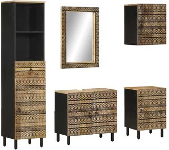 vidaXL Conjunto De Muebles De Ba&ntilde;o 5 Piezas Madera Maciza De Mango Vidaxl