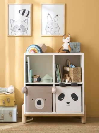 Vertbaudet 2 Stoff-Aufbewahrungsboxen, Kinderzimmer taupe+hellgrau