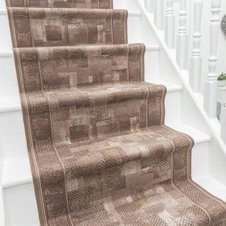 Runrug Stair Runner Carpet - Durable, Non-Slip, 5.4mm - Tribe in Dark Brown | Size: 80 cm x 510 cm