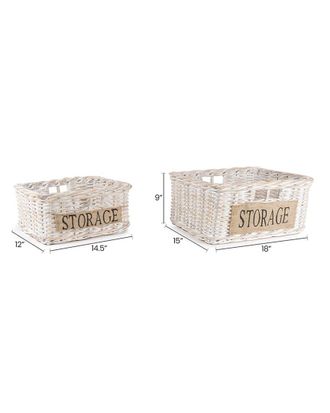 Happimess Set Of 2 Reed Southwestern Hand-Woven Rattan Nesting Baskets With Handles