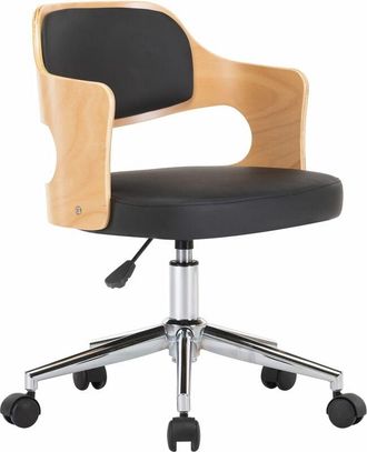 vidaXL Vidaxl - Silla de comedor giratoria madera curvada cuero sintético negro