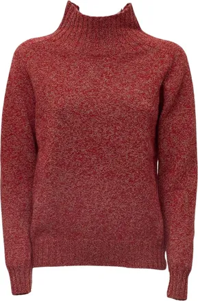 Zanone Heathered Red Ribbed High-Neck Sweater
