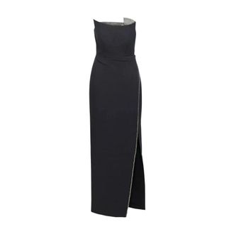 Roland Mouret Party Dresses, female, Black, Size: XS Strapless Wool Silk Embellished Maxi Dress