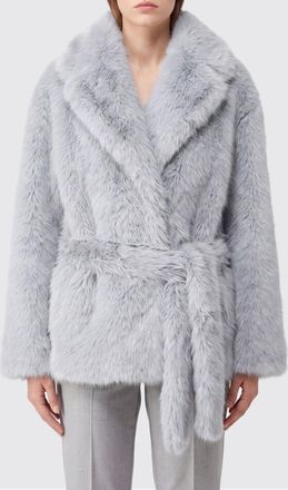 Pinko Cappotto a vestaglia in pelliccia sintetica con cintura e collo classico