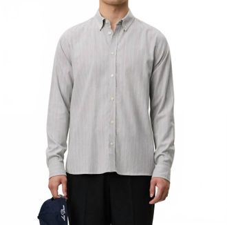 Les Deux Desert Regular Stripe Shirt In Grey Melange