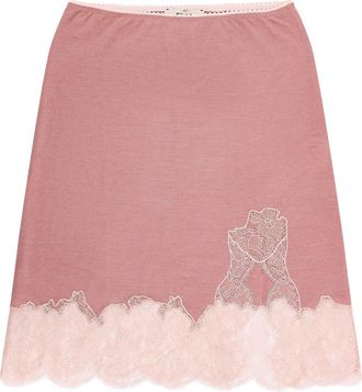 Fendi Cashmere And Silk Skirt With Lace Profiles-Donna