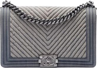 Chanel Pre-owned The Boy Flap - Dames - Vintage Schoudertas - Blauw - ONE Size - Leer - Vintage