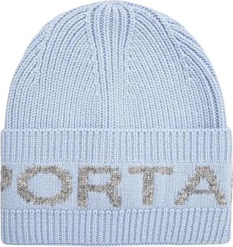 Sportalm Logo-knit Turn-up Muts - Dames - Hoeden - Blauw - ONE Size - Wol - Accessoires