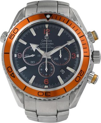 Omega Pre-owned Omega Seamaster Planet Ocean Chronograph Black Dial Mens Watch 2218.50
