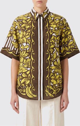 Alemais Camicia in canapa a maniche corte con stampa floreale e logo