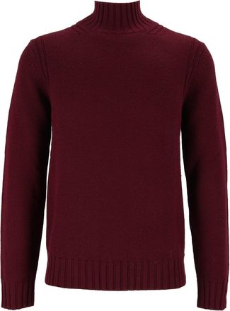 Ballantyne Burgundy Ribbed Wool Turtleneck Sweater