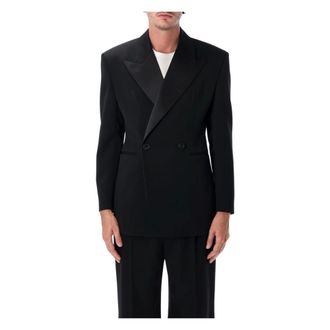Saint Laurent Veste Crois&eacute;e Grain de Poudre - Heren - Jassen - Zwart - Maat: L Katoen