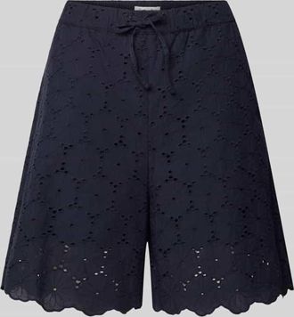 Christian Berg Bermudas mit Lochstickerei und Eingrifftaschen in Dunkelblau, Gr&ouml;&szlig;e 34