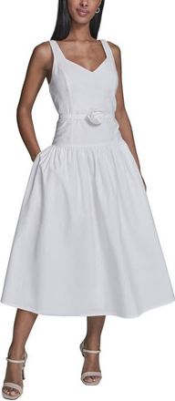 Karl Lagerfeld Poplin Midi Sundress in Soft White at Nordstrom, Size 14