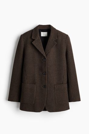 H&M Einreihiger Blazer - Dunkelbraun/Hahnentrittmuster