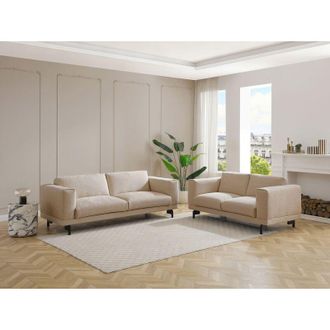Vente-Unique Divani 3 posti e 2 posti in tessuto ciniglia beige - DEMBOLA