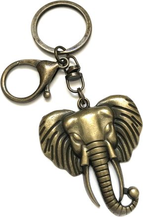 Generic LARGE KEYRING - Elephant - Antique Bronze Plated. Split Ring And Trigger Clasp. Key Ring. Large Elephant