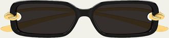 Bottega Veneta 56mm Acetate & Metal Rectangular Sunglasses