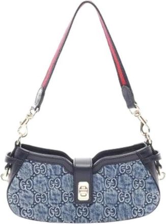 Gucci Pre-owned Vintage Shoulder Bag - Dames - Vintage Schoudertas - Blauw - ONE Size - Leer - Vintage