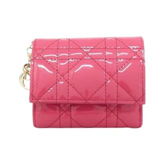Dior Pre-owned Wallets, female, Pink, Size: ONE SIZE Pre-owned Lady Dior Lotus Wallet Patent Leather Wallet