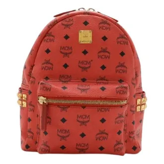 MCM Pre-owned Backpacks, female, Red, Size: ONE SIZE Pre-owned Visetos Coated Canvas Backpack
