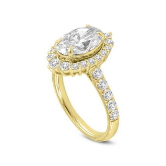 LuvMyJewelry Marcia 14K Yellow Gold Oval Lab Grown Diamond Halo Engagement Ring - 4 Ct at Nordstrom, Size 6