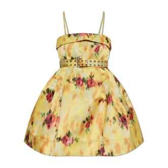 Ganni Party Dresses, female, Yellow, Size: S Short Belted Dress