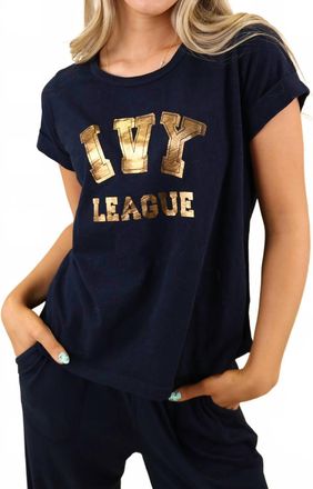 Sundry Ivy League Tee In Deep Navy