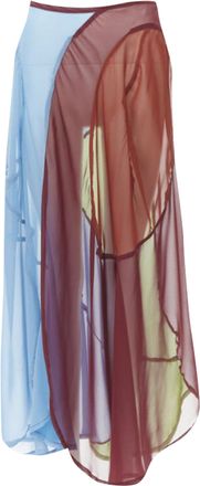 Comme Des Garçons Comme Des Garcons curved seam optical color sheer skirt