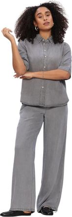 Object Objframe 2/4 RE Denim TOP - Dames - Spijkeroverhemden - Grijs - XS - Denim - Overhemden