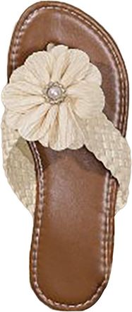 Generic Flip Flop Womens Elegant Toe Separator Sandals Womens Summer Comfortable Slippers Slide with Flowers Summer Shoes Non-Slip Slippers Beach Shoes Beach 