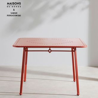 Maisons du monde Mesa cuadrada de exterior de acero color terracota