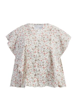 Usha blouse met korte mouwen Dames Wol Wit Veelkleurig