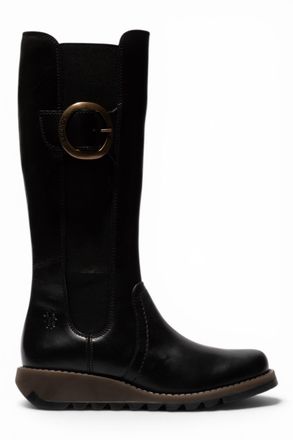 FLY London Fly London Womens Black Leather Knee-High Long Boots - SOIF361
