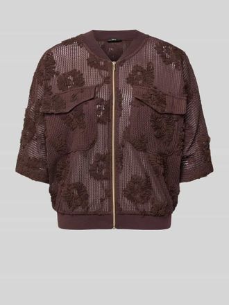 Zero Blouson mit Brusttaschen und Applikationen in Dunkelbraun, Gr&ouml;&szlig;e 34