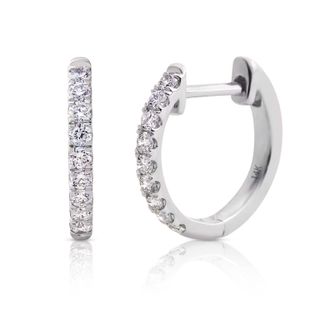 MAX + STONE 14k Solid Gold Lab Grown Diamond Half Pav&eacute; Huggie Earrings