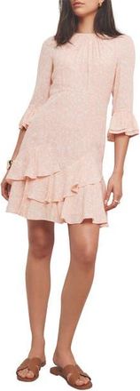Mint Velvet Floral Print Ruffle Mini Dress in Pink at Nordstrom, Size 10