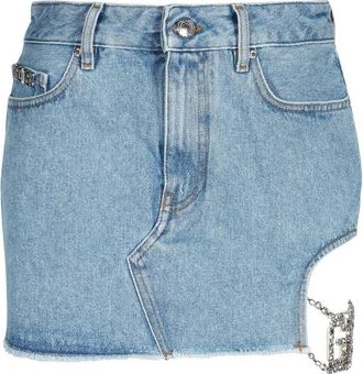 GCDS Denim Mini Rok met Metalen Details - Dames - Spijkerrokken - Blauw - W26 - Denim - Rokken