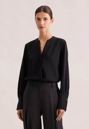 Seidensticker Klassische Bluse SEIDENSTICKER Schwarze Rose, Damen, Gr. 3XL (46), schwarz, 100% Polyester, unifarben, regular fit, ohne Ausschnitt, Blusen Klassische