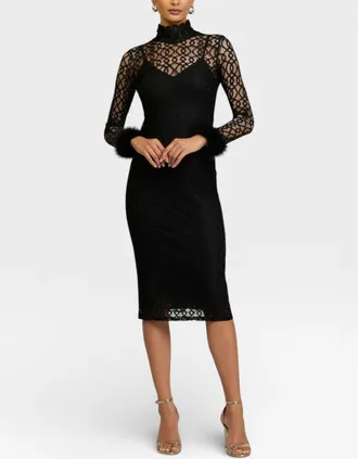 Rachel Roy Lydie Turtleneck Midi Dress in Black at Nordstrom, Size Xx-Large