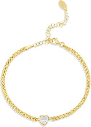 SHYMI Fancy Shape on a Curb Chain Bracelet -.925 Sterling Silver, 14K Gold-Plated, Cubic Zirconia, Size 6 with 2 Extender, Day to Night
