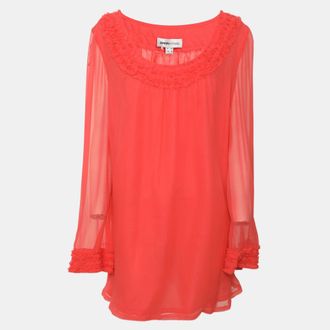 Anna Scholz Coral Chiffon Ruffled Top