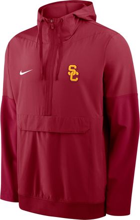 Nike USC Anorak Nike Mens College 1/2-Zip Hooded Jacket in Red | 03AT0DWVSCJ-PTU