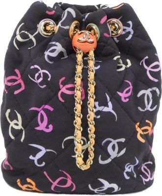 Chanel Black Multi-Color Canvas Backpack (Pre-Owned)